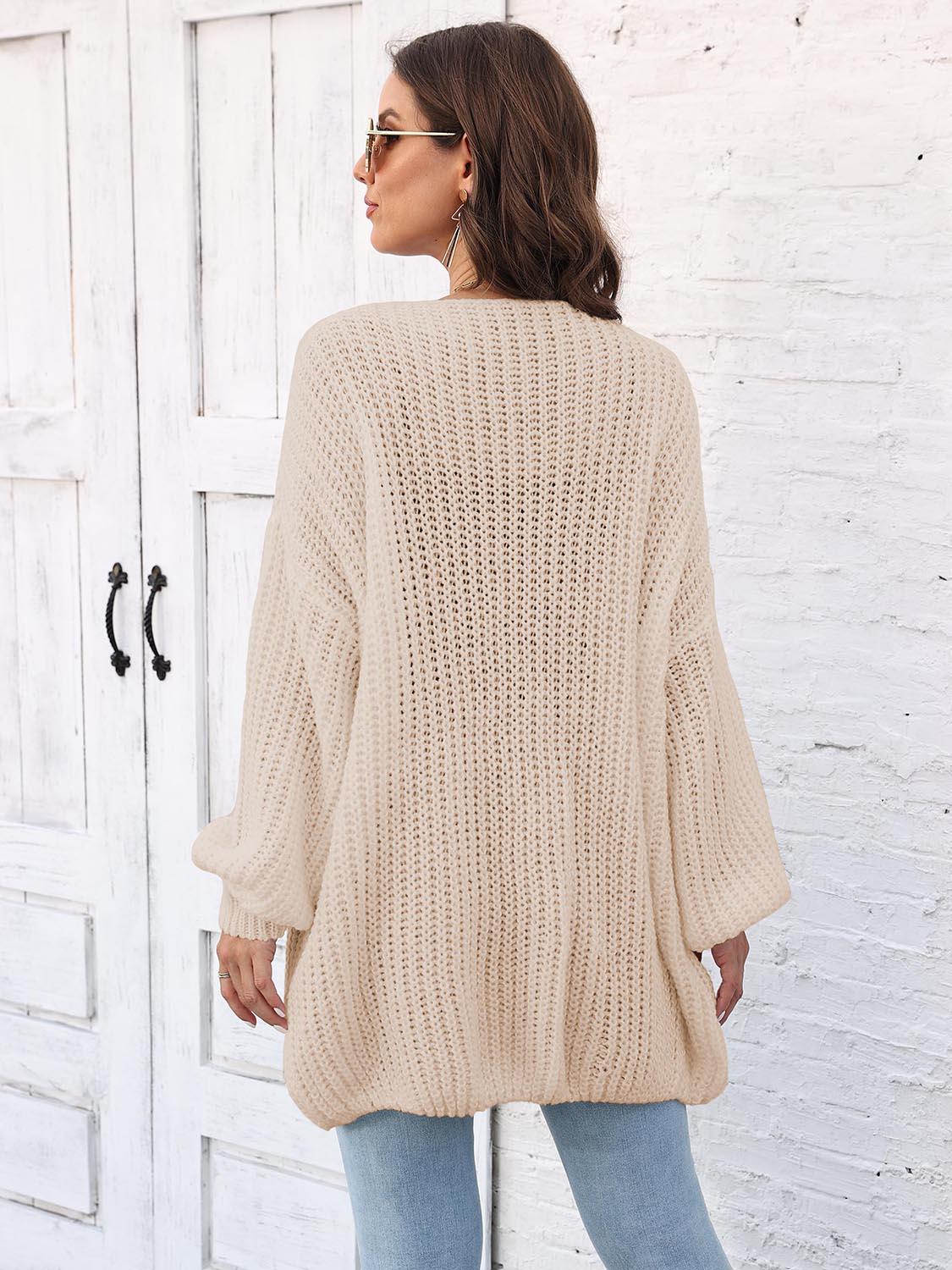 Open Front Dropped Shoulder Longline Cardigan Carauana Store