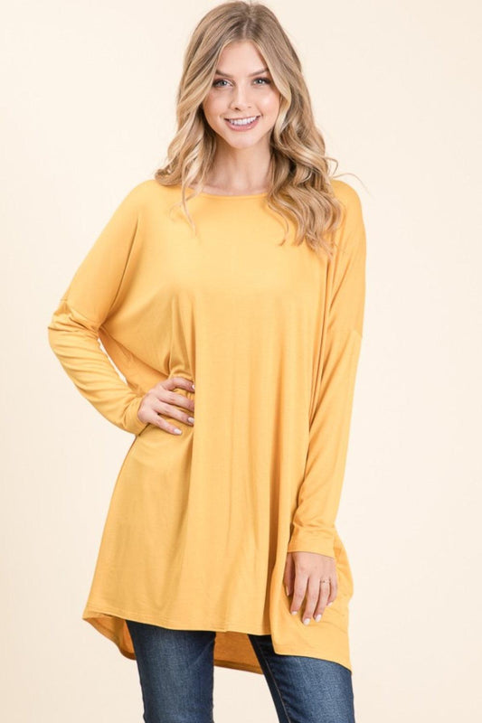 BOMBOM Round Neck Long Sleeve Oversized Top Carauana Store