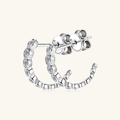 Inlaid Moissanite 925 Sterling Silver C-Hoop Earrings Carauana Store