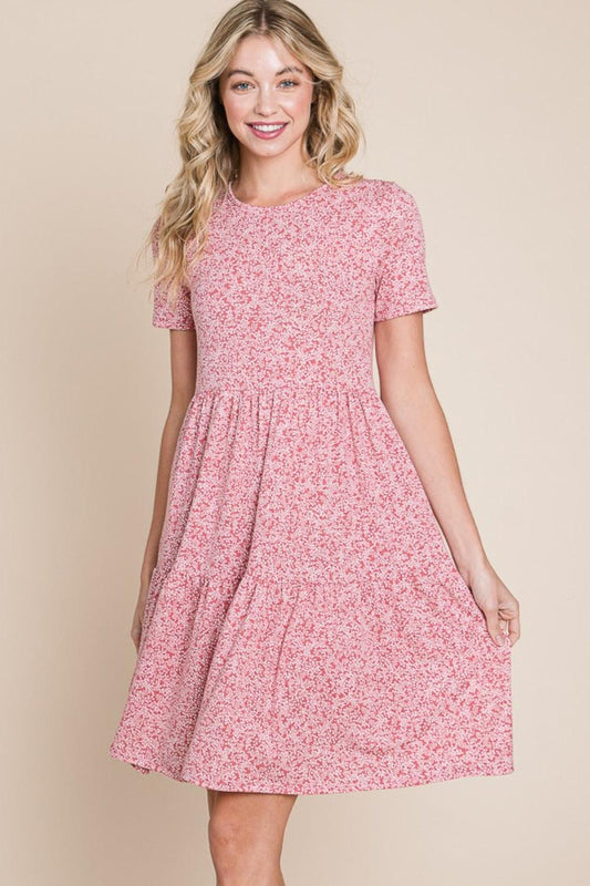 BOMBOM Printed Short Sleeve Mini Dress Carauana Store