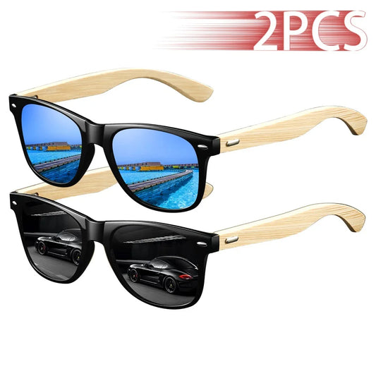 CaRaUaNa Fashion 2-piece sunglasses set with UV400 lenses in DarkGreenG15 and Black, ideal for travel and summer style