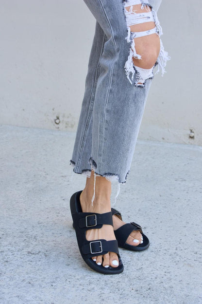 Forever Link Double Buckle Open Toe Sandals Carauana Store