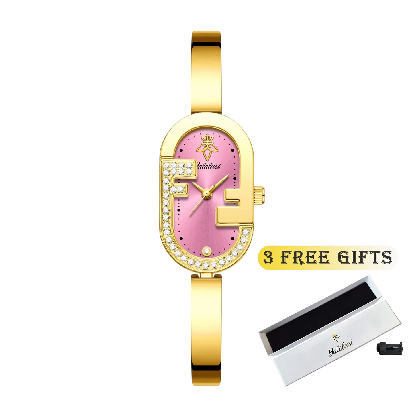 Gold and pink Carauana Find Gold-Plated Watch with3 free gifts.