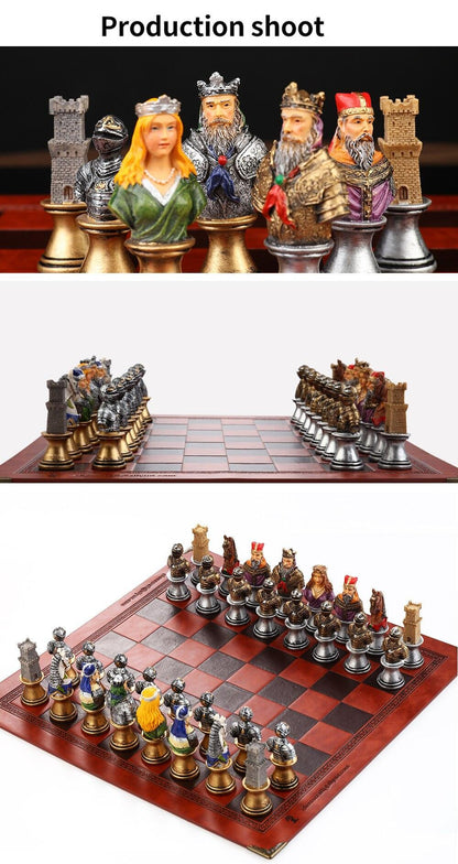 Historical Theme Resin Chess Figures 32 Painted Chess Game Gift Collection