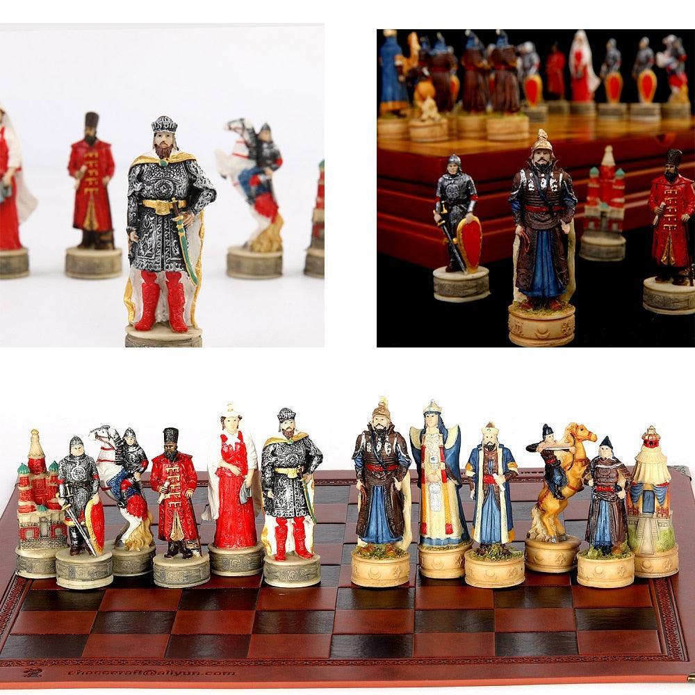 Historical Theme Resin Chess Figures 32 Painted Chess Game Gift Collection