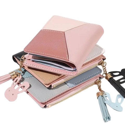 ISKYBOB Women’s Short PU Leather Zipper Wallet