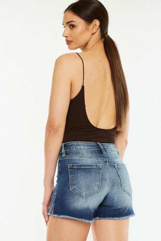 Kancan High Waist Raw Hem Denim Shorts Carauana Store