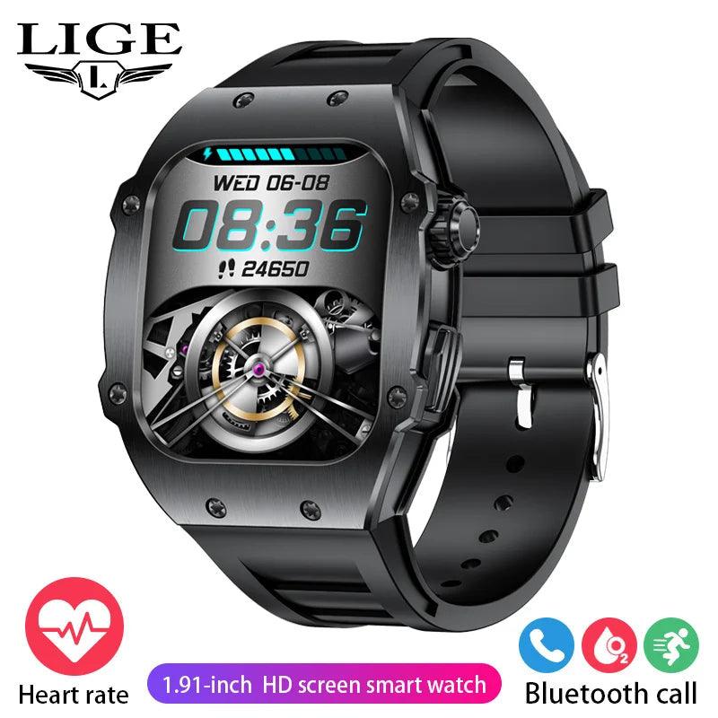 LIGE Smart Watch For Men Waterproof Bluetooth Call Heart Rate Monitor