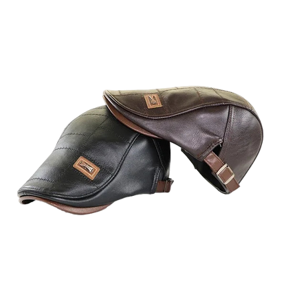 Two leather saddles, one black and one brown