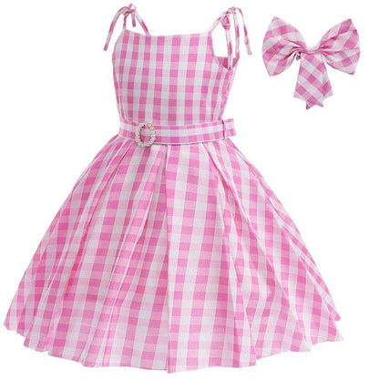 Movie Barbie Cosplay Girls Dress Long Style Lattice Sling Princess Dress For 3-10Years Kids