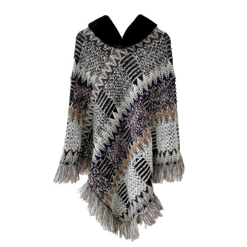 New Pullover Cloak Tassel Warm Shawl Imitation Wool Collar Ponchos