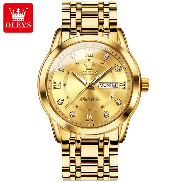 OLEVS Couple Watch Pair for Men and Women Stainless Steel Waterproof Men's Watches Luxury Gold Diamond Lover's Wristwatches 2023