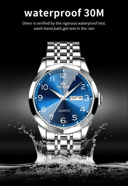 OLEVS Stainless Steel Quartz Watch | Fashionably Functional with Luminous Display and Water Resistance