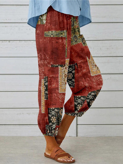 Printed Tied Cropped Pants Carauana Store