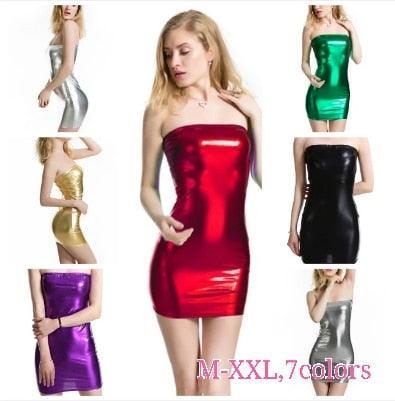 Sexy PU cuero mujer vestido sin mangas lápiz Mini Bodycon Club vestidos de fiesta