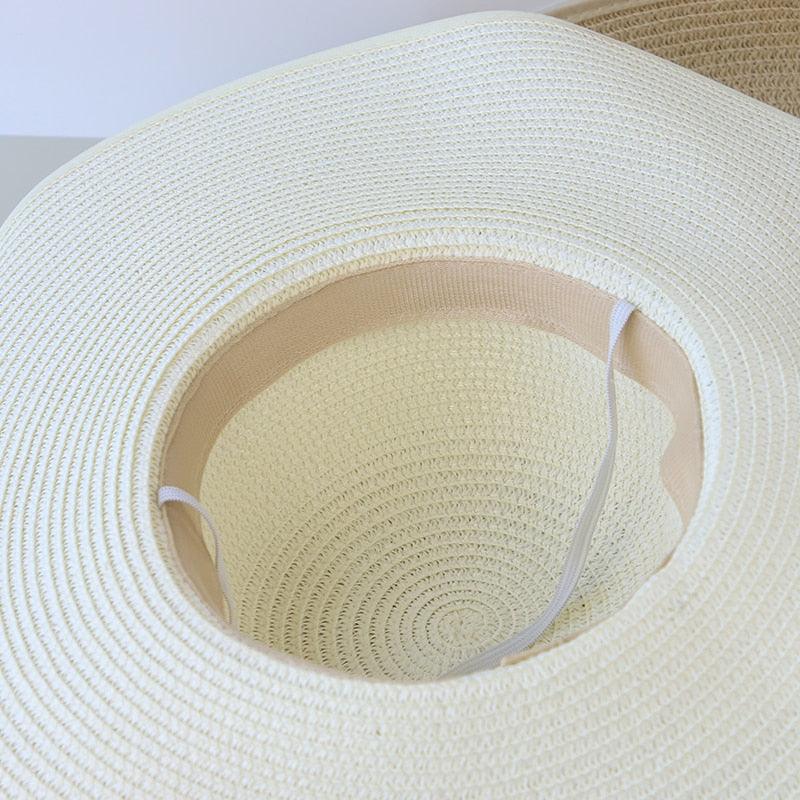 Summer Women Straw Hat Bowknot Wide Brim Floppy Panama Hats Female Lady Outdoor Foldable Beach Sun Cap