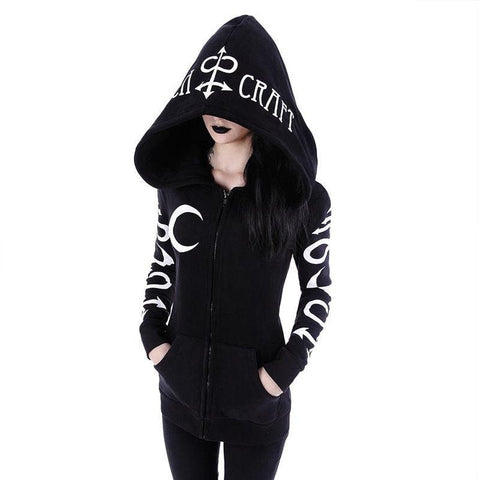 Sudaderas con capucha para mujer Letras de luna gótica