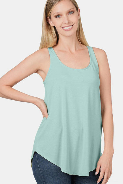 Zenana Round Neck Curved Hem Tank Carauana Store