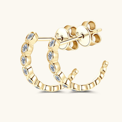 Inlaid Moissanite 925 Sterling Silver C-Hoop Earrings Carauana Store