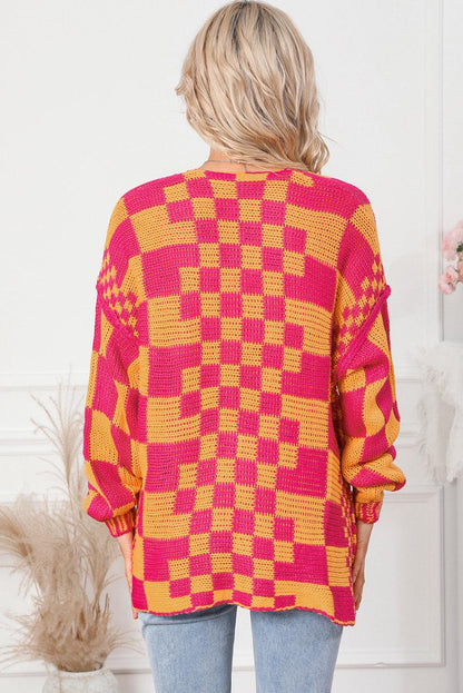 Contrast Exposed Seam Open Front Cardigan Carauana Store