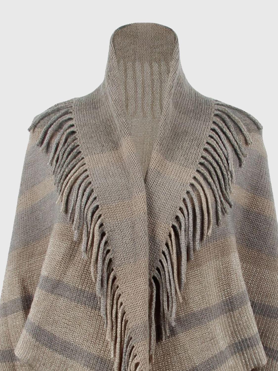 Fringe Detail Open Front Poncho Carauana Store