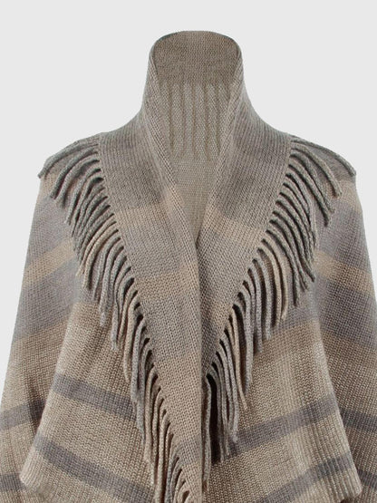Fringe Detail Open Front Poncho Carauana Store