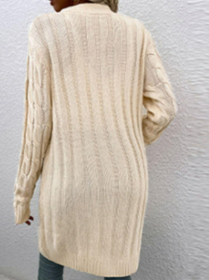 Cable-Knit Button Down Cardigan with Pockets Carauana Store