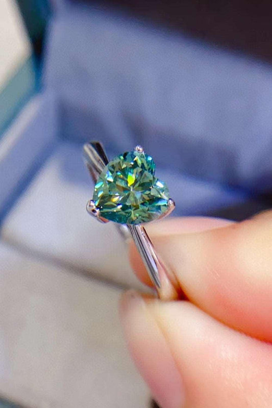 1 Carat Moissanite Heart 925 Sterling Silver Ring Carauana Store