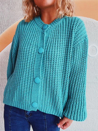 Button Up Long Sleeve Cardigan Carauana Store