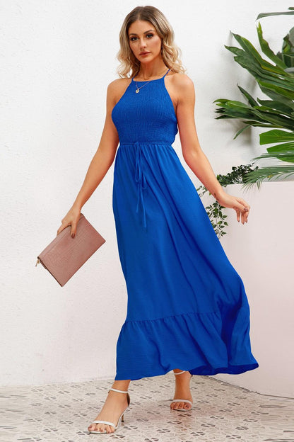 Smocked Crisscross Spaghetti Strap Dress Carauana Store