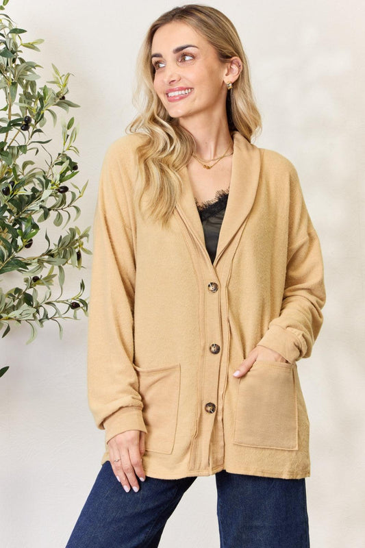 Heimish Full Size Button Up Long Sleeve Cardigan Carauana Store
