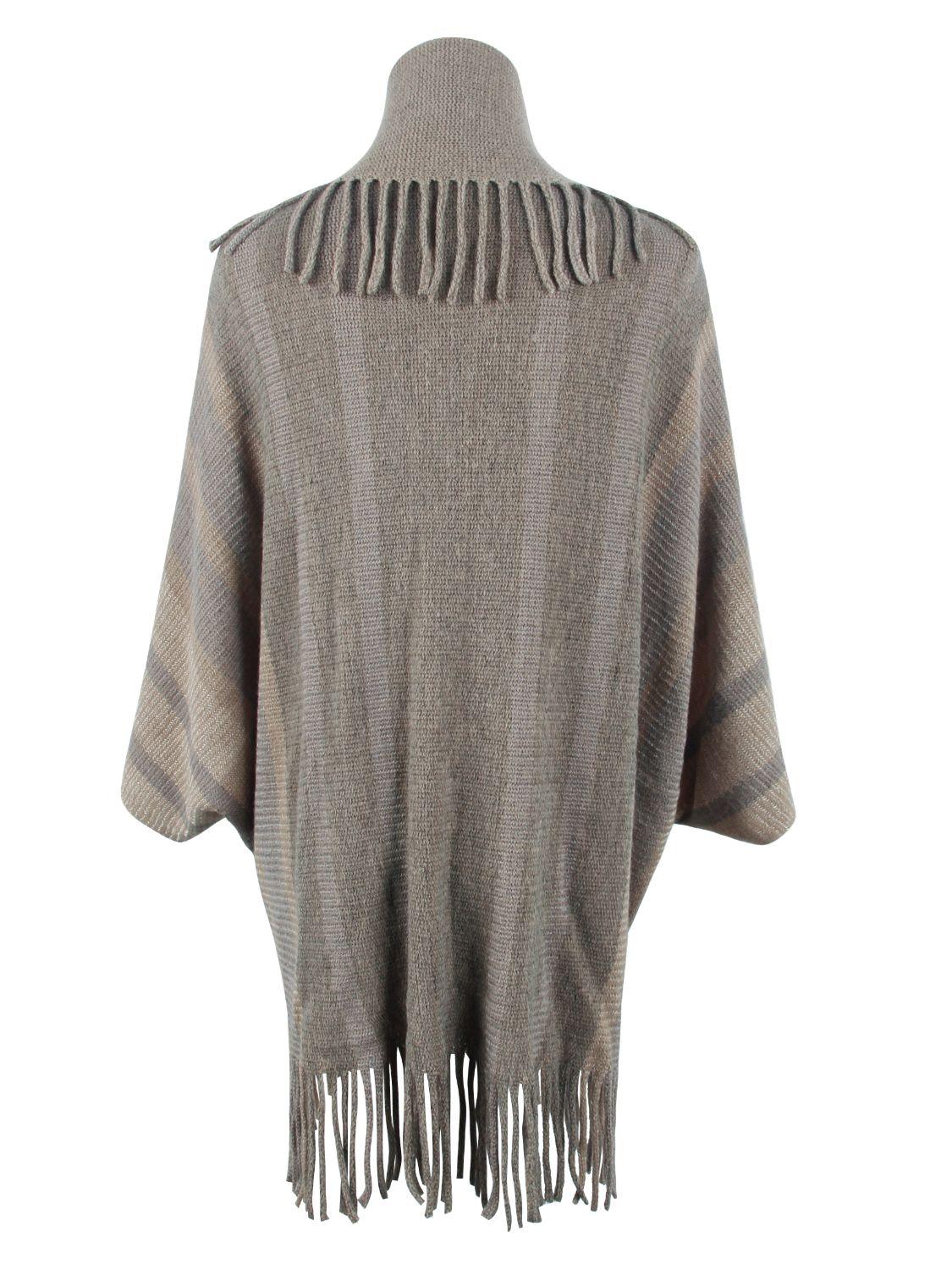 Fringe Detail Open Front Poncho Carauana Store