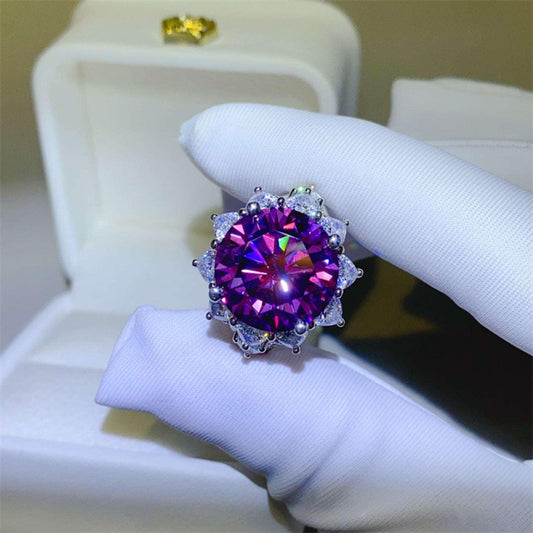 10 Carat Moissanite 925 Sterling Silver Flower Shape Ring Carauana Store