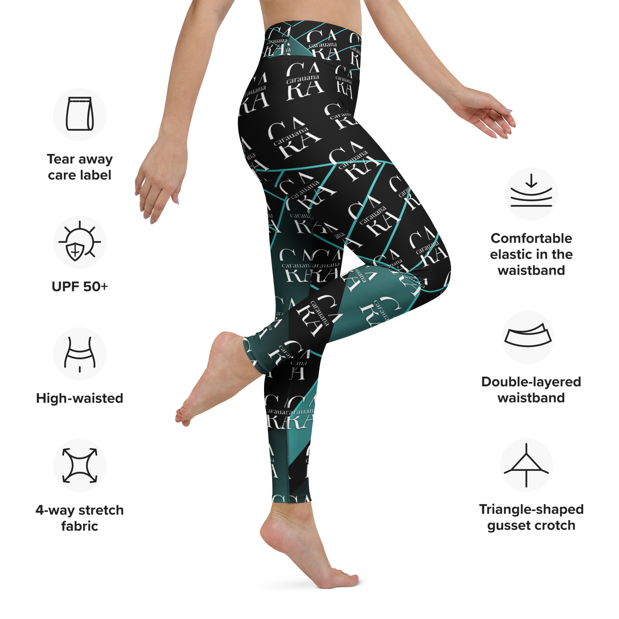 CaRaUaNa Leggings SPORT black Green Famous Carauana Store