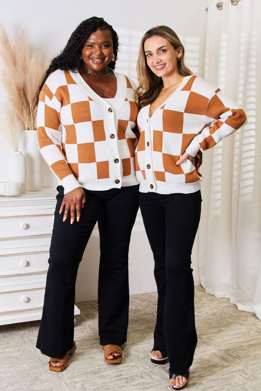 Angel Wings Double Take Button-Up V-Neck Dropped Shoulder Cardigan Carauana Store