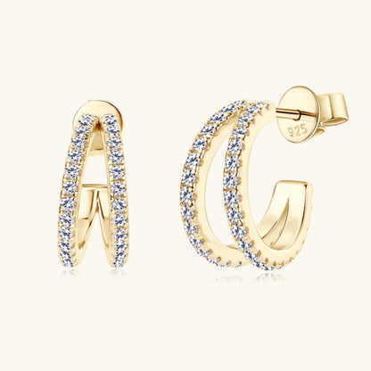 Moissanite 925 Sterling Silver C-Hoop Earrings Carauana Store