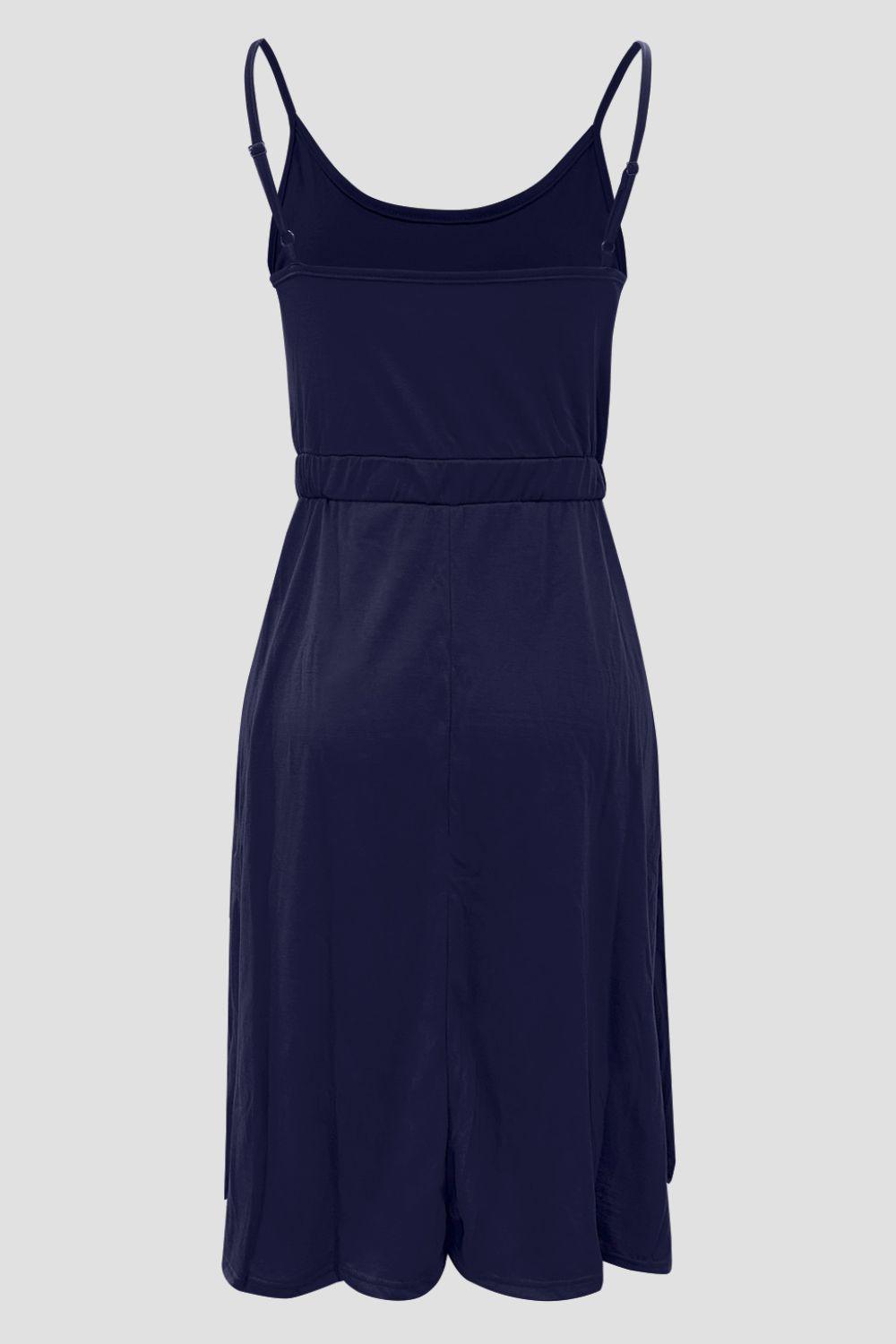 Decorative Button Spaghetti Strap Dress Carauana Store