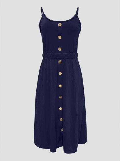 Decorative Button Spaghetti Strap Dress Carauana Store