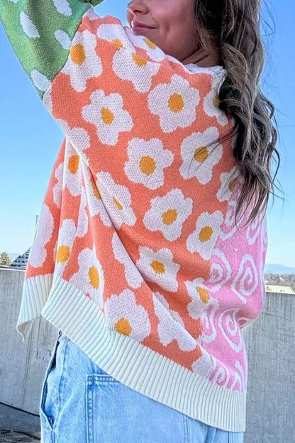 Color Block Open Front Long Sleeve Cardigan Carauana Store