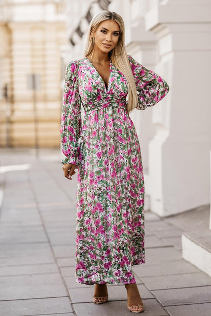 Floral Deep V Maxi Dress Carauana Store