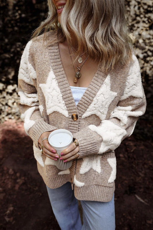 Star Button Up Long Sleeve Cardigan Carauana Store