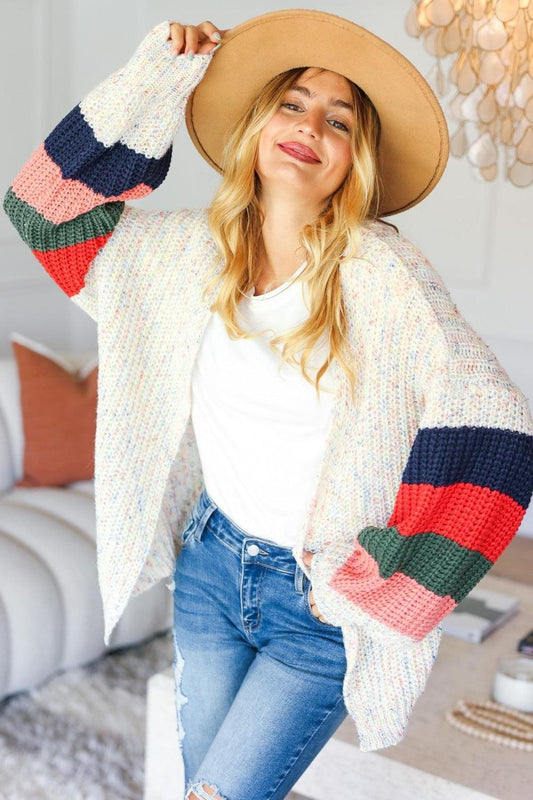 Haptics Full Size Color Block Open Front Cardigan Carauana Store