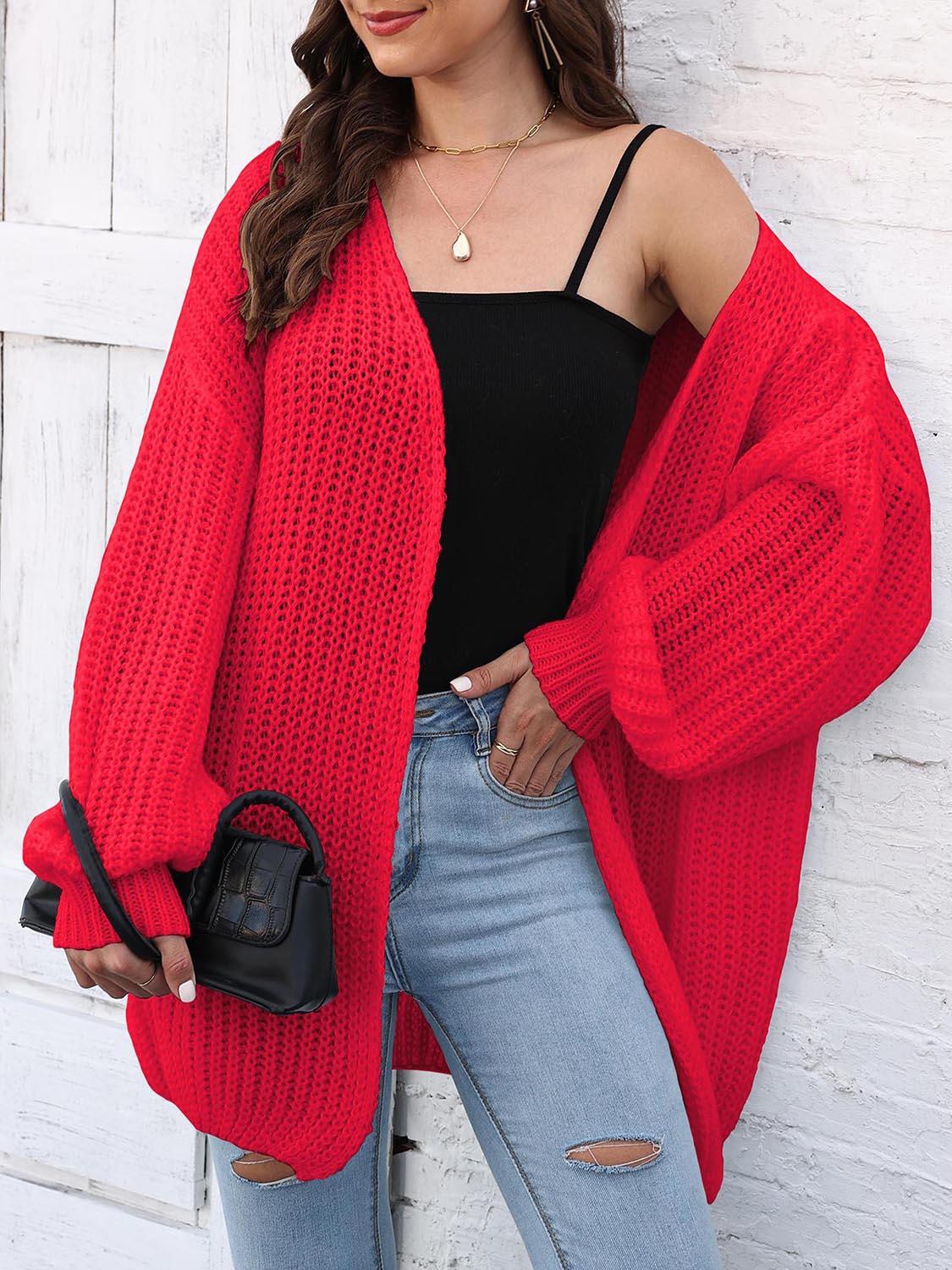 Open Front Dropped Shoulder Longline Cardigan Carauana Store
