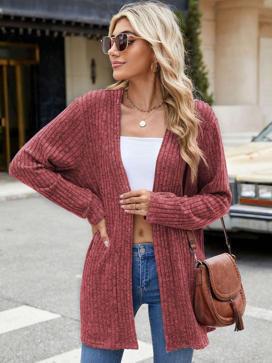 Open Front Long Sleeve Cardigan Carauana Store
