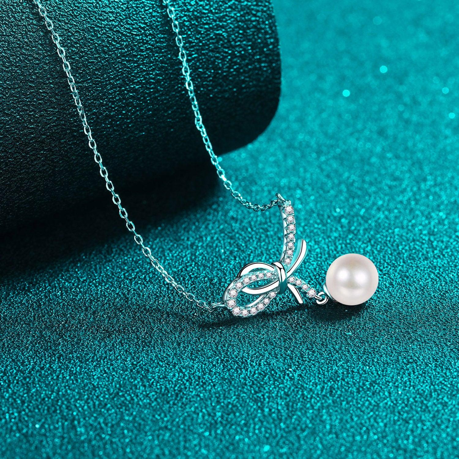 Natural Pearl Pendant Moissanite 925 Sterling Silver Necklace Carauana Store