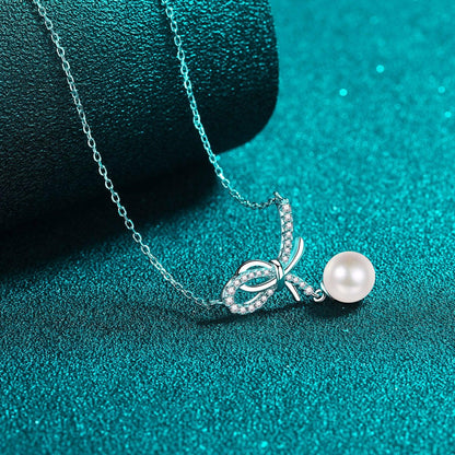 Natural Pearl Pendant Moissanite 925 Sterling Silver Necklace Carauana Store