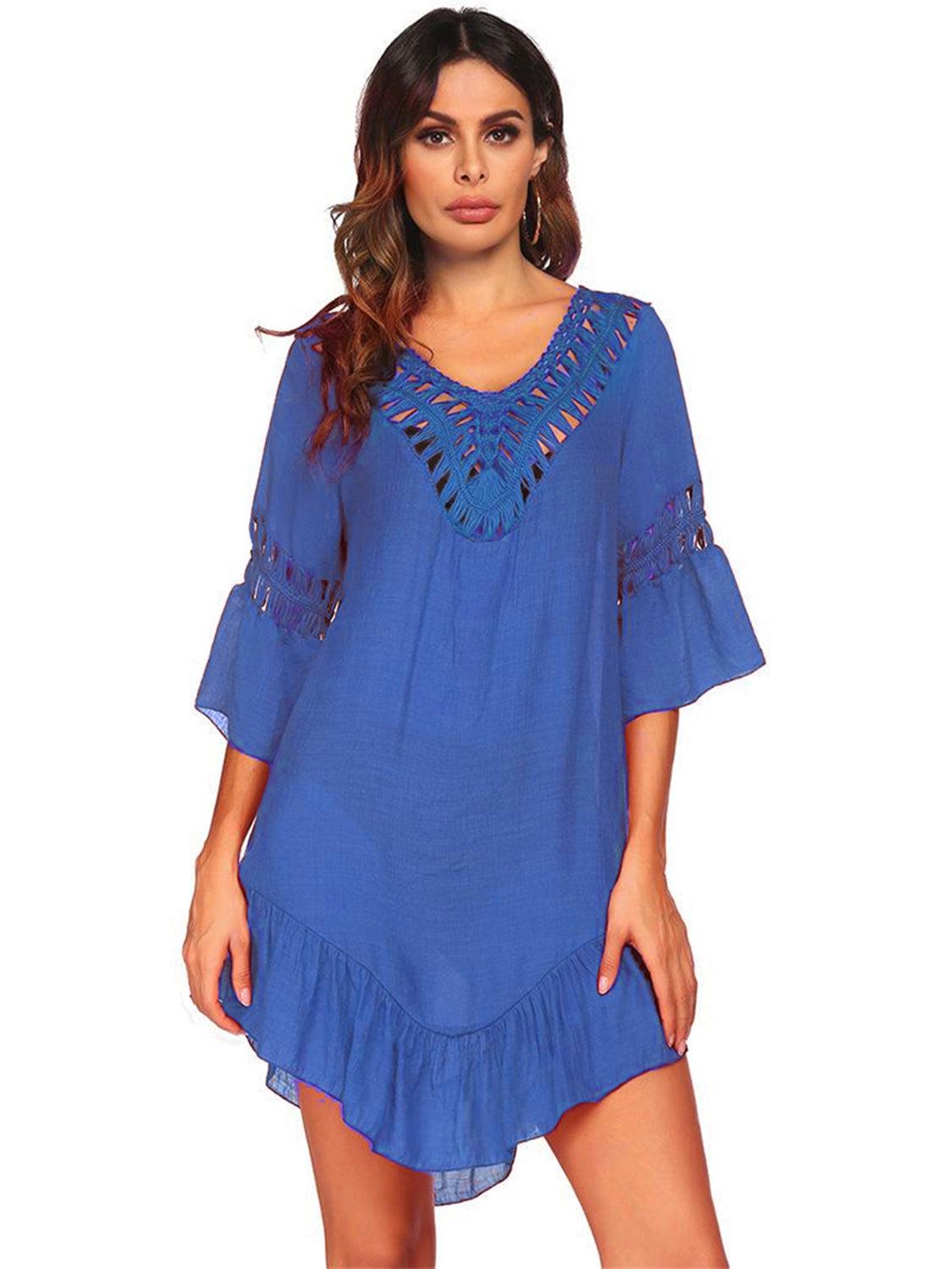 Backless Cutout Three-Quarter Sleeve Cover Up Carauana Store