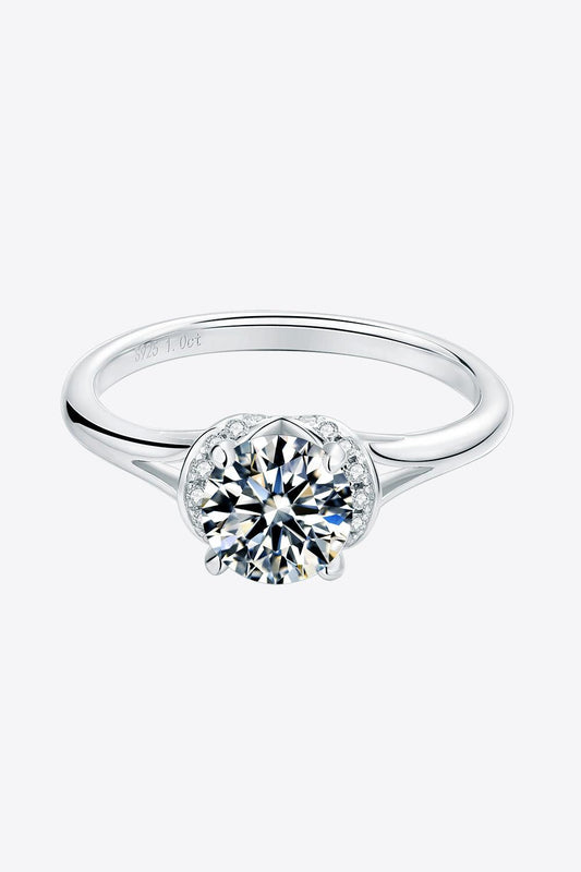 1 Carat Moissanite 925 Sterling Silver Split Shank Ring Carauana Store