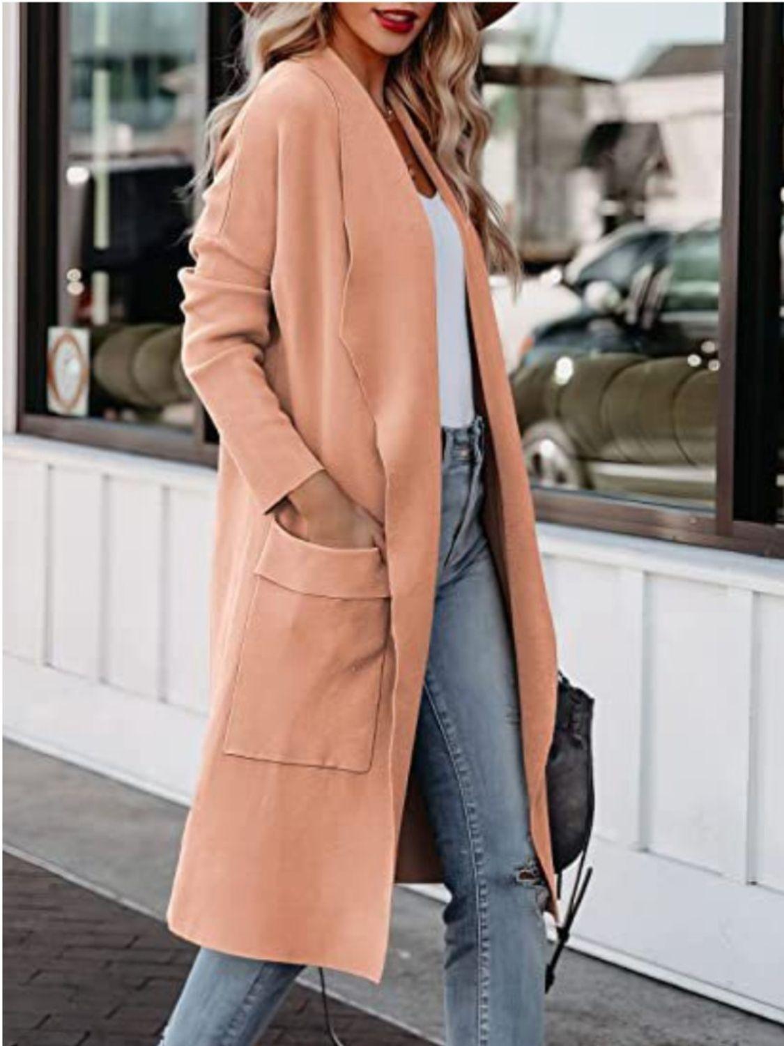Open Front Dropped Shoulder Outerwear Carauana Store