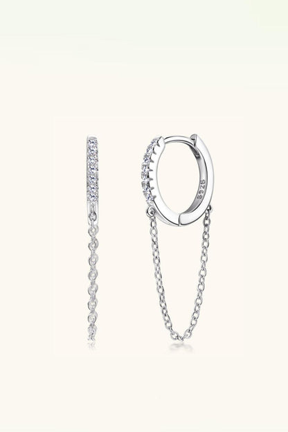 Moissanite 925 Sterling Silver Huggie Earrings with Chain Carauana Store
